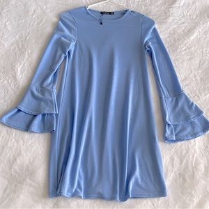 Pastel blue ruffle sleeve dress